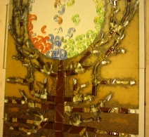 Stikla panelis ar krāsu . Viļņa